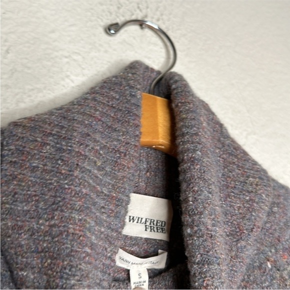 Aritzia Wilfred Lin Turtleneck Sweater Small Purple Gray Side Slits Hi Low Hem - Picture 4 of 7